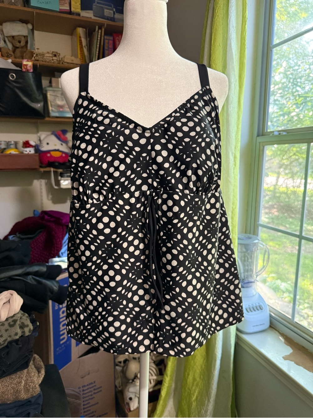 Black and White Polka Dot Swim Top